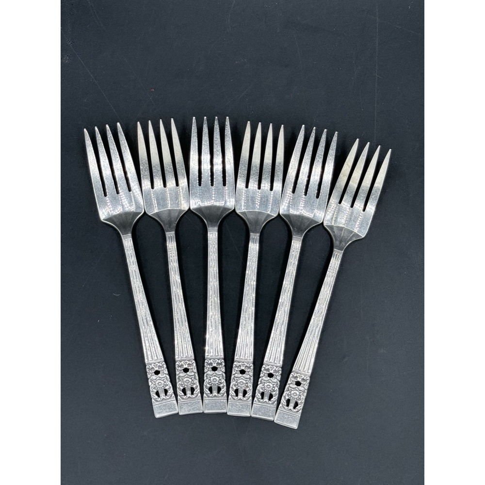 Oneida Community CORONATION Silver Plate Salad Forks 6 3/4" Set Of 6 VTG